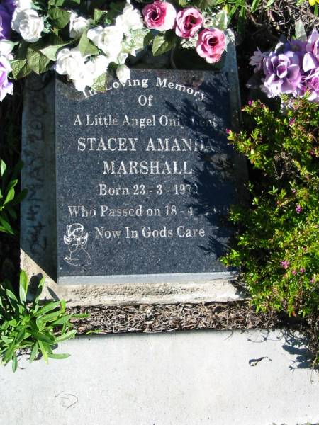 Stacey Amanda MARSHALL,  | born 23-3-1970 died 18-4-1979;  | Woodford Cemetery, Caboolture  | 