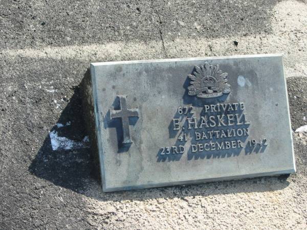 B. HASKELL,  | 23 December 1942;  | Woodford Cemetery, Caboolture  | 