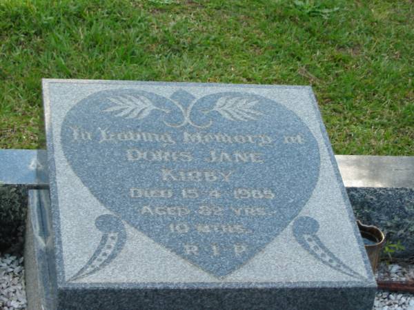 Doris Jane KIRBY,  | died 15-4-1985 aged 82 years 10 months;  | Woodford Cemetery, Caboolture  | 