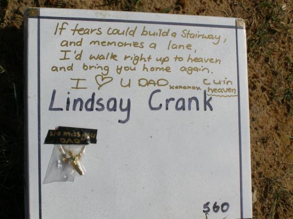 Lindsay Crank  | Woodhill cemetery (Veresdale), Beaudesert shire  |   | 