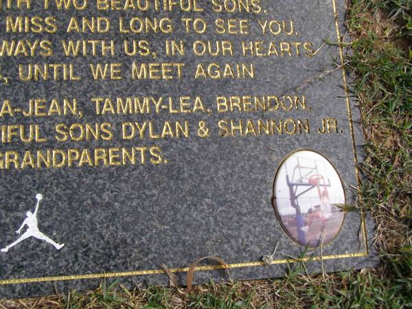 Shannon Richie WILLIAMS  | b: 2 Apr 1974, d: 12 Oct 2000  | (love mum, dad, Sondra-Jean, Tammy-Lea, Brendon, Ben, Natasha , sons Dylan, Shannon jr)  | Woodhill cemetery (Veresdale), Beaudesert shire  |   | 