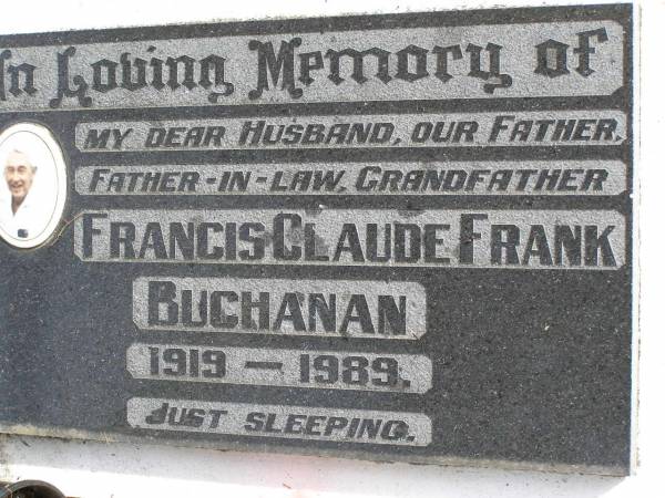 Francis Claude Frank Buchanan  | 1919 - 1989  | Woodhill cemetery (Veresdale), Beaudesert shire  |   | 