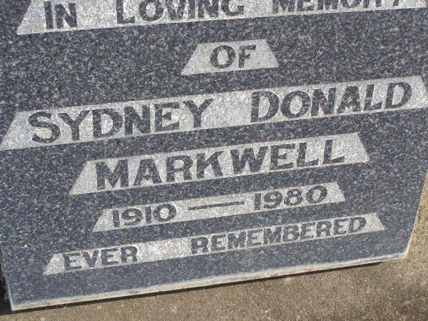 Sydney Donald Markwell  | b: 1910, d: 1980  | Woodhill cemetery (Veresdale), Beaudesert shire  |   | 