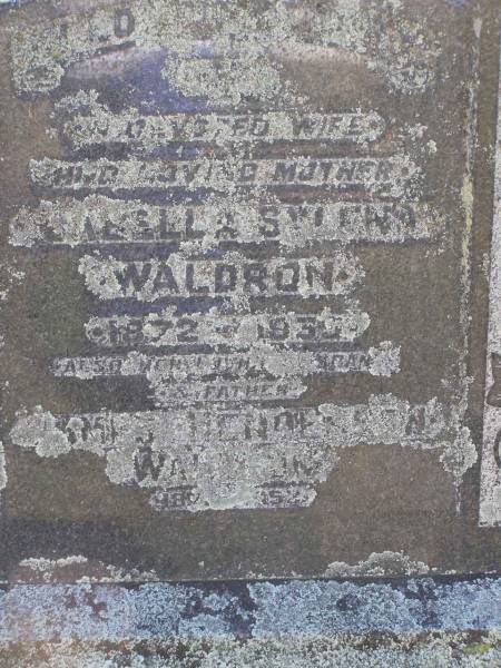 Isabella Sylena Waldron  | b: 1872, d: 1939  | James Henderson Waldron  | b: 1871, d: 1953  | Woodhill cemetery (Veresdale), Beaudesert shire  |   | 