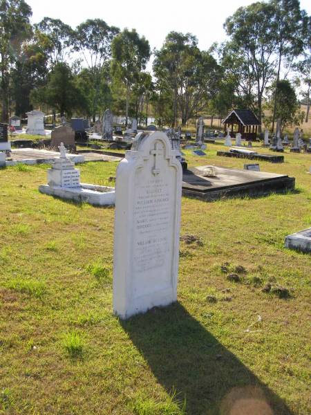 Bridget (Hiscock)  | (wife of William Hiscock)  | 17 Jul 1884, aged 39  | children  | Mary aged 2 yrs  | Bridget aged 1 year  | William Hiscock  | 18 Mar 1908, aged 73  | Woodhill cemetery (Veresdale), Beaudesert shire  |   | 