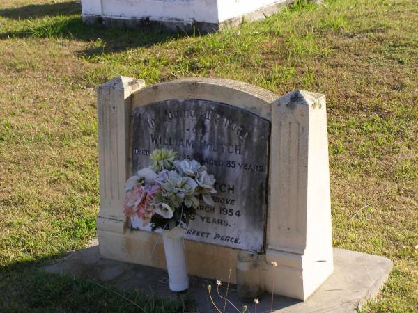 William Mutch  | 4 Nov 1947, aged 85  | Sarah Mutch  | 6 Mar 1954, aged 78  | Woodhill cemetery (Veresdale), Beaudesert shire  |   | 