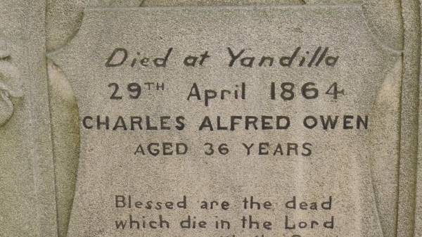 Charles Alfred OWEN  | d: 29 Apr 1864 aged 36 at Yandilla  |   | Yandilla All Saints Anglican Church with Cemetery  |   | 