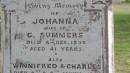 Johanna (SUMMERS) wife of G SUMMERS d: 4 Dec 1892 aged 41  also Winnifred (SUMMERS) d: 3 Jan 1889 aged 5 and Charles (SUMMERS) d: 4 Jan 1889 aged 3  George SUMMERS d: 19 Apr 1907 aged 57  Jean Rowland SUMMERS d: 23 Apr 1902 aged 23  Clare Louise SUMMERS d: 19 Apr 1906 aged 18  Yandilla All Saints Anglican Church with Cemetery  