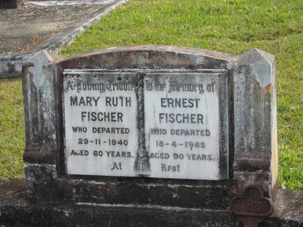 Mary Ruth FISCHER  | d: 29 Nov 1940 aged 60  |   | Ernest FISCHER  | d: 18 Apr 1965 aged 90  |   | Yandina Cemetery  |   | 