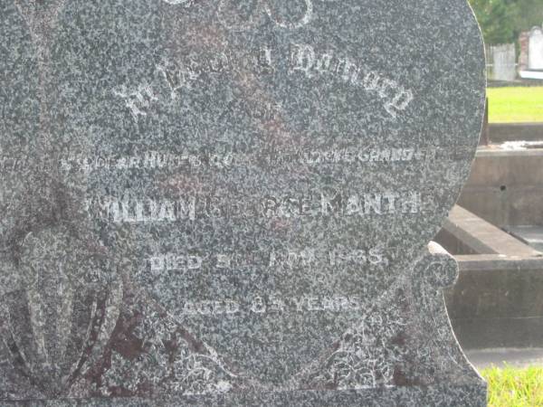 Beatrice Sarah MANTHEY  | d: 11 Jun 1941 aged 53  |   | William George MANTHEY  | d: 9 Nov 1965 aged 83  |   | Yandina Cemetery  |   | 