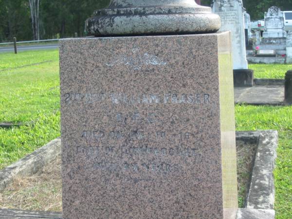 William FRASER  | d: 5 Oct 1916 aged 27 east of Gommecourt  |   | John FRASER  | d: France 12 Aug 1918 aged 27  | buried in Point 80 French  military cemetery  |   | Yandina Cemetery  |   | 