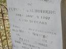 Emma E. HOIBERG, daughter of Peter J. & M. HOIBERG, died 2 Jan 1906 aged 31 years; Maria HOIBERG, wife of Peter HOIBERG, died 22? Sept 1923 aged 78 years; Yangan Anglican Cemetery, Warwick Shire 
