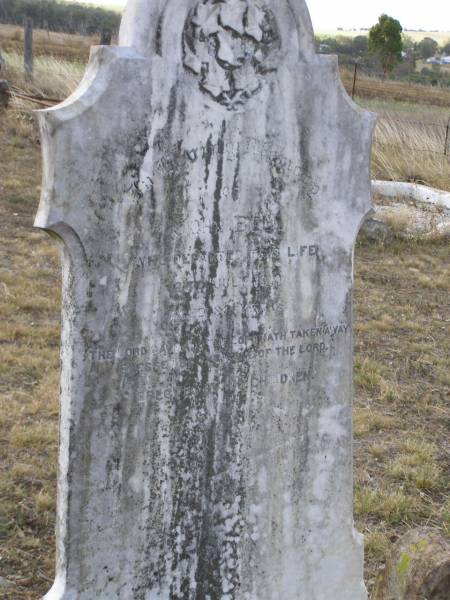 John BENE,  | died 25 July 1910 aged 83 years;  | Yangan Anglican Cemetery, Warwick Shire  | 