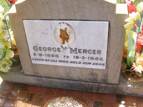 George MERCER,  | 2-9-1926 - 18-3-1982;  | Yarraman cemetery, Toowoomba Regional Council  | 