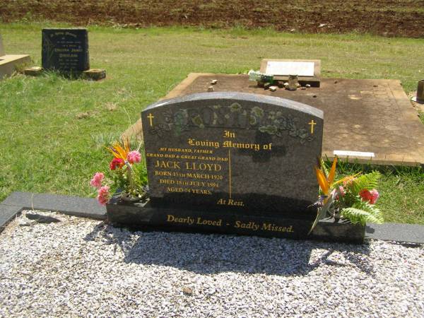 Jack Lloyd POSTLE,  | husband father grand-dad great-grand-dad,  | born 15 March 1920,  | died 18 July 1994 aged 74 years;  | Yarraman cemetery, Toowoomba Regional Council  | 