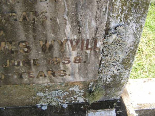 Ada Lousia WYVILL,  | died 1 Jan 1931 aged 65 years;  | Andrew James  | died 21 June 1958 aged 80 years;  | Yarraman cemetery, Toowoomba Regional Council  | 