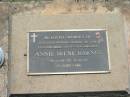 Annie Irene BARNES,
mother mother-in-law grandmother great-grandmother,
30-6-14 - 11-11-94;
Yarraman cemetery, Toowoomba Regional Council