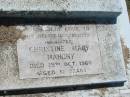 Christine Mary MAHONY,
daughter sister,
died 15 Oct 1966 aged 11 years;
Yarraman cemetery, Toowoomba Regional Council
