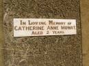 Catherine Anne MOWAT, aged 2 years; Yarraman cemetery, Toowoomba Regional Council 