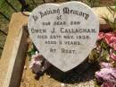Owen J. CALLAGHAN, son, died 20 Nov 1939 aged 3 years; Yarraman cemetery, Toowoomba Regional Council 