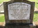 Catherine LOUGHEED,
wife mother,
died 5 JUne 1952 aged 64 years;
William H. LOUGHEED,
father,
died 16 May 1954 aged 76 years;
Yarraman cemetery, Toowoomba Regional Council