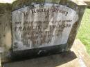 Francis J. THOMSON,
husband father,
died 11 Dec 1944 aged 59 years;
Ethel Ruth THOMSON,
mother,
died 29 Dec 1977 aged 91 years;
Yarraman cemetery, Toowoomba Regional Council