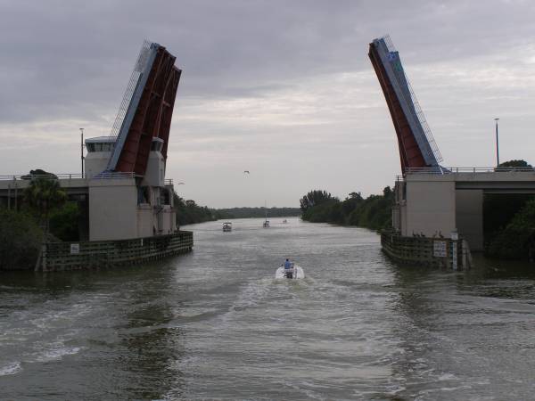 Opening bridge,  | en route to space shuttle launch,  | Cape Canaveral, Florida  | 