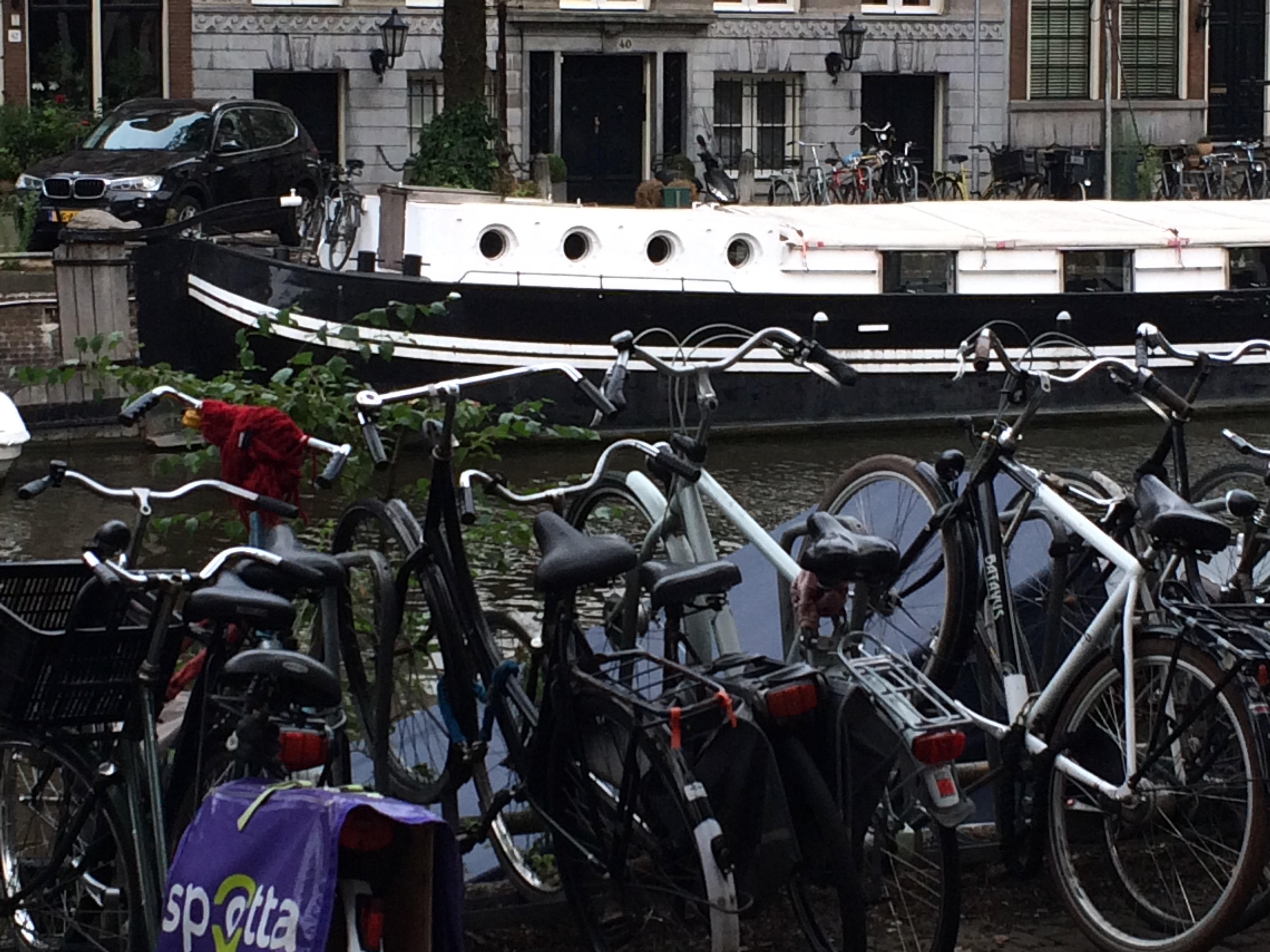 canal boat and bikes