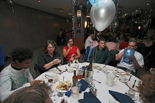 James Cole blowing up helium balloon,  | DSTC Farewell Symposium, 28 July 2005  | 