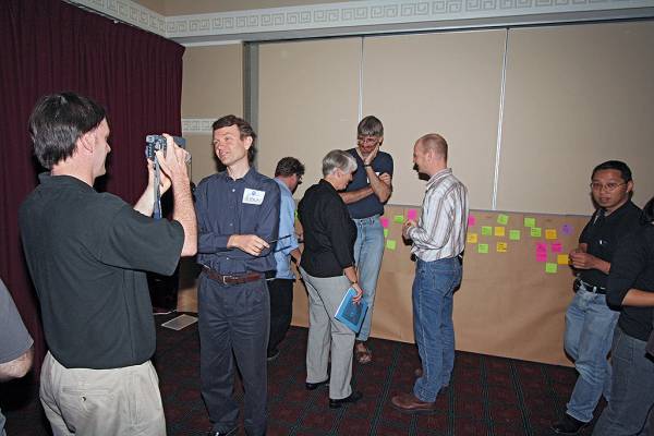 Tony O'Hagen, Audun Josang, Jenny Mackay, Stephen Crawley, Andy Bond, Hoylen Sue (intrepid photographer),  | DSTC Farewell Symposium, 28 July 2005  | 