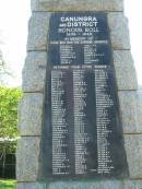Canungra and District Honour roll 1939-1945 (in memory of those who paid the supreme sacrifice) BINSTEAD A BUCHBACH R CAMPBELL W CHALMERS I CORCORAN M M COWLING A H GEISSMANN B M HACK L F JENYNS L R JENYNS W LAHEY J V S LOVE J MacLEOD J D McGUIRE V T RHOADES L SUMMERVILLE K O T SCOTT K J TOOTH J WATTERSON K WOODS I  (returned from active service) AULD A H BACKHOUSE V BAGNALL A BAGNALL H BALL C BARTLE G BARTLETT E BARLOW W BELL E BELL E J BIGALLA A N BINSTEAD R BISHOP S BLAKE F BOYLE C BROWN A R BROWN T G BREEZE A BYRNE G CAMERON K B CAMPBELL W CASWELL L C CAVELL H S CECIL G H CHALMERS B CHALMERS J CHALMERS T H COLEMAN R A COLLIN W CORCORAN H S CORCORAN T J CORRIE R COWLING W J CRISP R CULLEN A CURTIS T DAVIDSON W D DAVIS S DAY A H DAY E C DELPRATT P DUNCAN A R DUNCAN F M ECKERSLEY J C EVANS R FENWICK W FITZGERALD J E FOOT G FOOT K GEISSMANN W F GITTINS R P GREEN W L GREEN J GREEN R E GREGG H HACK A J HARPER A E HARPER E J L HALL E HAMILTON I J HARTLEY M HEIN C F HORSFIELD H HOWARD E K IRVINE A JENYNS E JENYNS H E JENYNS H W JOPE S E KAISER H KING L KRUPP W KUSKOUS G LEE F C LEE H LEE R C LEES N G LOVE A A LOVE C A LOVE F E MAHONY P F MARTIN I T MUNSTER H M McKENZIE D F McVEY M H NUNN A O'BRIEN J O'BRIEN J F O'REILLY B OSBORNE W J PIDD B C POWER J PRESTON T RADUNZ F REID D RICHTER R RICHTER W ROCHE J ROSSER P ROW W W RUTLEDGE H RUTLEDGE N SALISBURY F SALISBURY R SIGNATO R SIGNATO S SLATTER T SLINGSBY O SMITH C SMITH C E SMITH J SPROULE A STAFFSMITH E STEVENS C R STRINGFELLOW C SUMMERVILLE C E SUMMERVILLE P H TICEHURST E J TOOTH F TRACE L R TRACE N J WALCOTT F WALCOTT H P WALKER H J WALLIS H WALLIS R WALLIS T WATTERSON G WEABER R WELCH H J WHITE W WHITE Ed WHITE J G WILLIAMS W WILSON C WILSON D WILSON J WILSON S A WILSON S WILSON W A WILSON W WOOLSTEIN R YOUNG P YOUNG R ALLISON Flora (nurse) NEWSHAM D (nurse) REID Joan (nurse)  Canungra War Memorial 