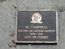 W CAMPBELL who paid the supreme sacrifice 1939 - 1945 Canungra War Memorial 