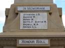 J.B. ATKINSON W.   BADDON W.   BERRY F.   BETTS W.   BURTON W.N. BIGNELL C.L. BROWN Greenmount War Memorial  
