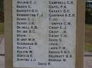E.J. AYLWIN G.   BAKER O.H. BARRETT F.J. BEBBINGTON C.J. BERRY J.H. BERRY K.R. BIGNELL D.C. BRODIE C.   BROWN W.H. BRUNT D.   BUCHANAN E.   BULFIN W.   BULFIN E.   BURTON J.J. BURTON C.K. CAMPBELL P.A. CAPEL S.C. CASKEY A.E.H. CHAPMAN L.   CLEGG C.W. COWPER E.J. CRISP J.H. CRISP T.H. CRISP G.   DAVIS M.   DAVIS T.W. DAVIS P.B.G. DAVIDS B.B. DELPRATT W.   DERRICK R.   DAVIS Greenmount War Memorial  