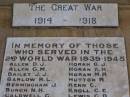 D.J. ALLEN G.M. ALLEN J.J. BAILEY R.L. BARLOW J.   BERMINGHAM N.H. BUNCH C.   CALDWELL G.J. HORAN K.H. HORAN M.R. HORAN R.   HUTTON C.   KENN C.E. KROLL C.D. LEWIS Greenmount War Memorial  