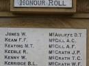 W.   JONES F.F. KEAM M.T. KEATING R.   KEEBLE W.   KENNY B.L. KERRIDGE D.T. McAULIFFE A.C. McGILL A.F. McGILL J.P. McGRATH T.C. McGRATH W.F. McGRATH Greenmount War Memorial 