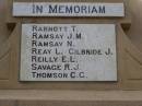 T.   RABNOTT J.M. RAMSAY N.   RAMSAY L.   REAY E.L. REILLY R.J. SAVAGE C.G. THOMSON J.   GILBRIDE Greenmount War Memorial 