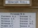 W.N. PETERSEN H.J. PARTRIDGE G.E. PEARMAN C.   PEARMAN C.   PETERSEN F.   PETERSEN A.F. PLUMER C.   STEVENS L.   STEVENS L.J. STEVENS R.C. STEVENS A.   SUGDEN Greenmount War Memorial 