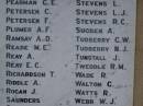 G.E. PEARMAN C.   PEARMAN C.   PETERSEN F.   PETERSEN A.F. PLUMER A.D. RAMSAY M.E. READE A.   REAY E.C. REAY T.   RICHARDSON A.   RIDDLE J.   ROGAN      SAUNDERS L.   STEVENS L.J. STEVENS R.C. STEVENS A.   SUGDEN G.W. TUDBERRY N.J. TUDBERRY J.   TUNSTALL R.M. TWEDDLE R.   WADE G.   WALTON R.   WATTS W.J. WEBB Greenmount War Memorial 