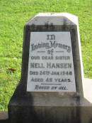 Nell HANSEN
24 Jan 1948
aged 48
Albany Creek Cemetery, Pine Rivers