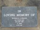 Reginald S DRAPER
20 Sep 1989
aged 77
Albany Creek Cemetery, Pine Rivers