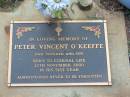 Peter Vincent OKEEFFE
12 Nov 2000
aged 51
Albany Creek Cemetery, Pine Rivers