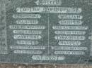 Christina HARPER,
died 7 Nov 1908 aged 11 years;
Catherine HARPER,
died 13 Mar 1909 aged 15 years;
William HARPER,
died 8 Nov 1932 aged 65 years;
Isbabella HARPER,
died 16 May 1938 aged 74 years;
Barney View Uniting cemetery, Beaudesert Shire