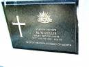 M.N. COLLIE,
died 31 Aug 1987 aged 67 years,
husband of Marion;
Beerwah Cemetery, City of Caloundra