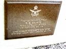 R.K. BAARTZ,
died 22 Sept 1997 aged 71 years,
husband of Elizabeth Mary,
father of Rodney, Ashley (dec.), Lorraine,
Ian & John;
Beerwah Cemetery, City of Caloundra