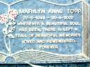 Marilyn Anne TOPP,
22-6-1948 - 30-4-2002;
Ami DOWLING,
stillborn 2-2-1989,
with her nanny;
Beerwah Cemetery, City of Caloundra