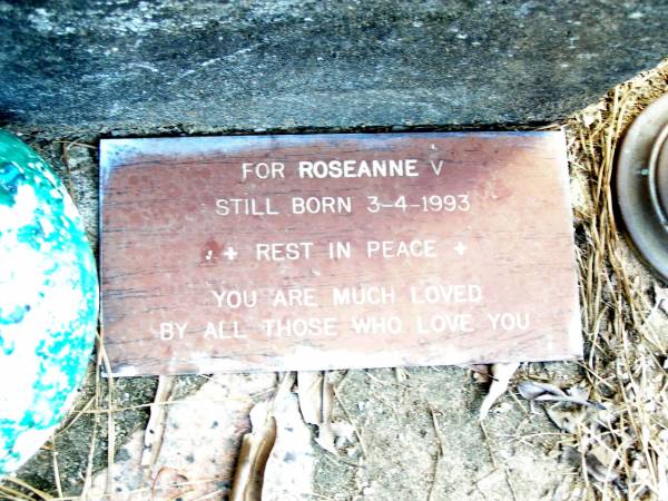 Roseanne V,  | stillborn 3-4-1993;  | Beerwah Cemetery, City of Caloundra  | 