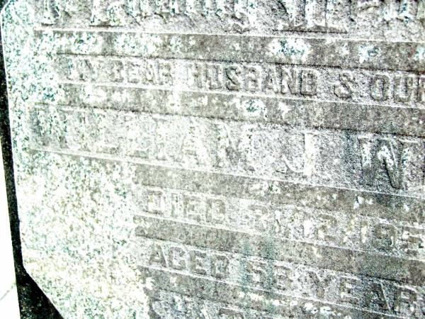 William J. WILSON, husband father,  | died 31-12?-1959 aged 56 years;  | Beerwah Cemetery, City of Caloundra  | 