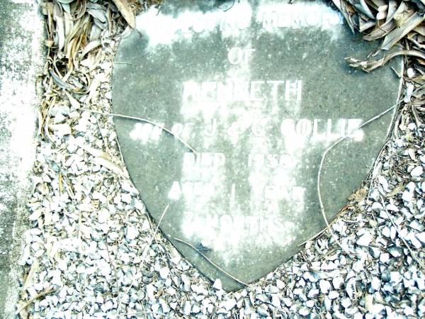 Kenneth, son of J. & C. COLLIE,  | died 1950 aged 1 years 7 months;  | Beerwah Cemetery, City of Caloundra  | 