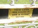 Mrs M. BYRNE,
Victoria;
Bell cemetery, Wambo Shire